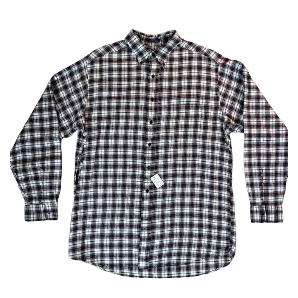 New without Tags Mens SAVILE ROW Soft Flannel Plaid Shirt 100% Cotton Sz LARGE